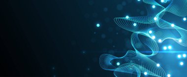 İş soyut küresel iletişim web pankartı, noktalar tasarımı ile bağlantılı çizgiler