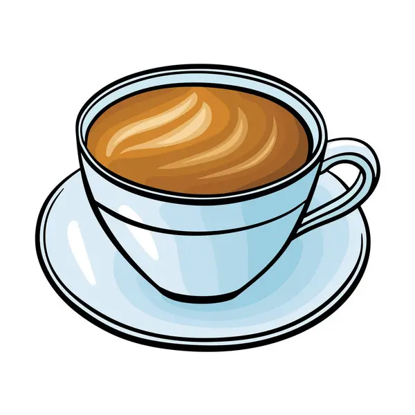 Coffee or tea cup, cartoon graphic or sketch style hand-drawn black and white and color illustration