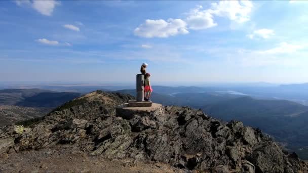 Spectaculair Panoramisch Uitzicht Van Het Meisje Vrouw Piek Van Pena — Stockvideo