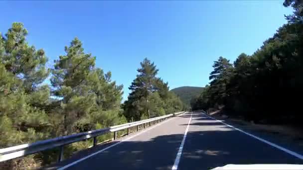 Їзда Машині Гірській Дорозі Поблизу Пуерто Навасеррада Сьєрра Гуадаррама Мадриді — стокове відео