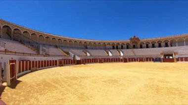 Antequera boğa güreşinin panoramik manzarası, Malaga, Endülüs, İspanya