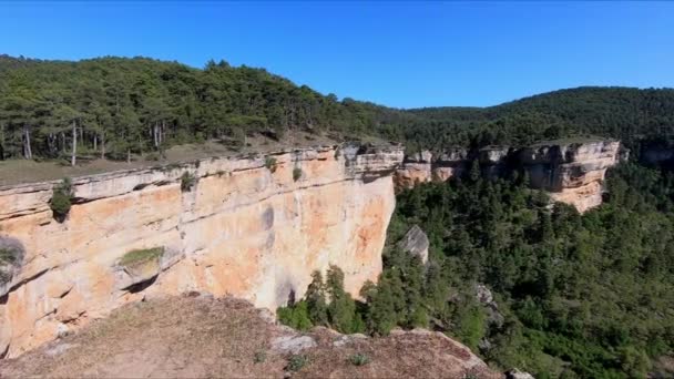 Prachtig Panoramisch Uitzicht Vanaf Top Van Een Kloof Serrania Cuenca — Stockvideo