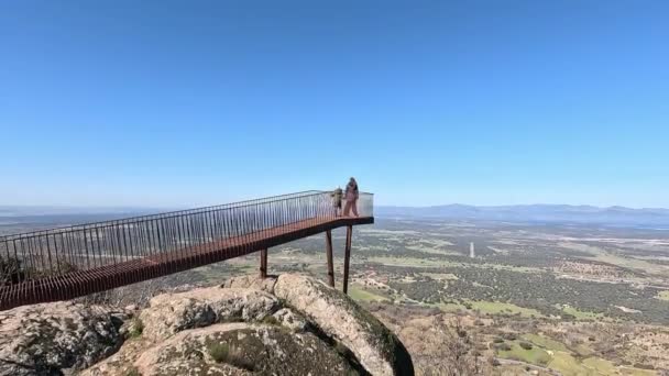 Dech Beroucí Panoramatický Výhled Pohledu Cabezabellosa Blízkosti Údolí Jerte Caceres — Stock video