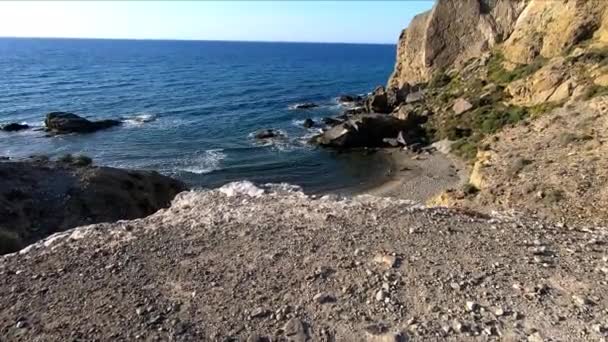 Descobrindo Praia Amarelo Amarillos Cabo Gata Nijar Almeria Andaluzia Espanha — Vídeo de Stock