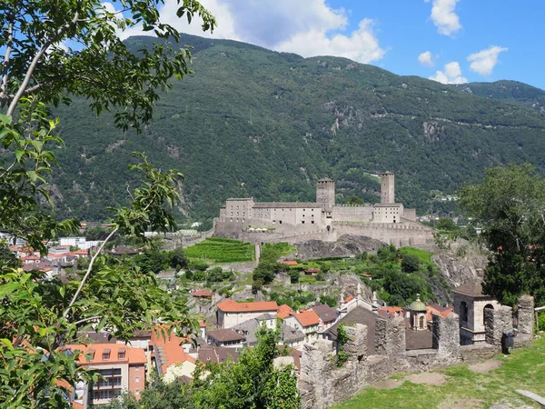 Landschaft Mit Castel Grande Der Europäischen Stadt Bellinzona Hauptstadt Des — Stockfoto