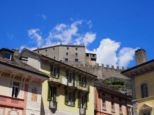 Vecchie Case Castello Pietra Nella Città Europea Bellinzona Nel Canton — Foto Stock