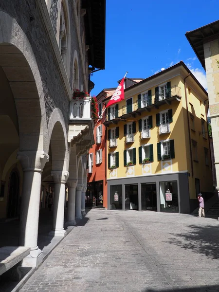 Strada Nel Centro Storico Della Città Europea Bellinzona Nel Canton — Foto Stock
