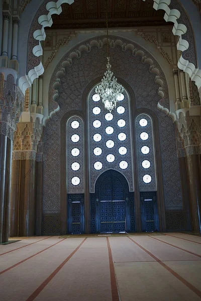 Interior Mesquita Hassan Cidade Africana Casablanca Marrocos 2023 Janeiro Vertical — Fotografia de Stock