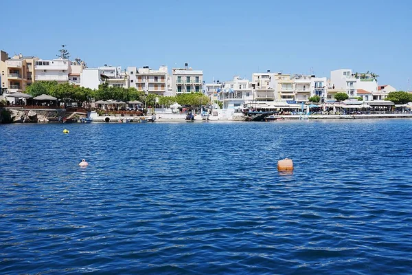 Lago Escénico Voulismeni Ciudad Europea Agios Nikolaos Lasithi Isla Creta — Foto de Stock