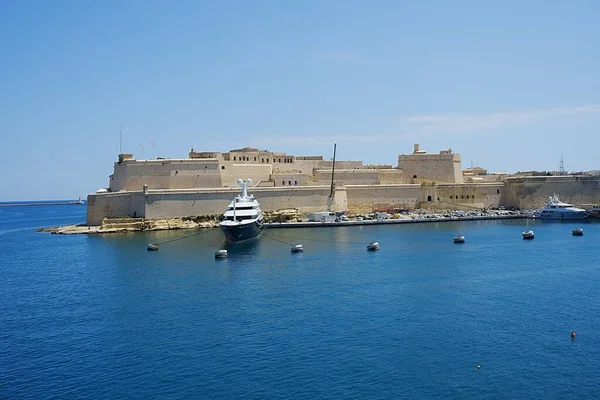 Drogie Jachty Fort Angelo Europie Birgu Lub Vittoriosa Miasta Malcie — Zdjęcie stockowe