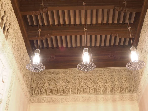 Ancien Plafond Bois Palais Dans Ville Saragosse Ville Européenne Aragon — Photo
