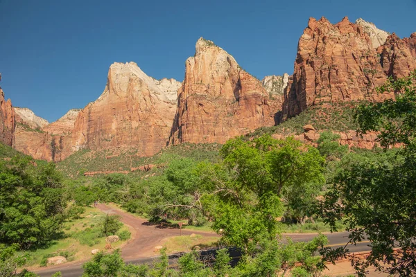 Zion National Park Utah State Landscape Three Patriarch Scenic View — Stock Photo, Image