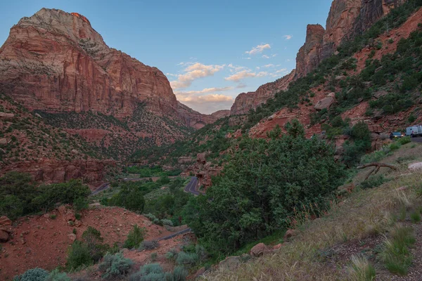 Parco Nazionale Zion Utah Paesaggio Statale Strade Tortuose Attraverso Canyon — Foto Stock