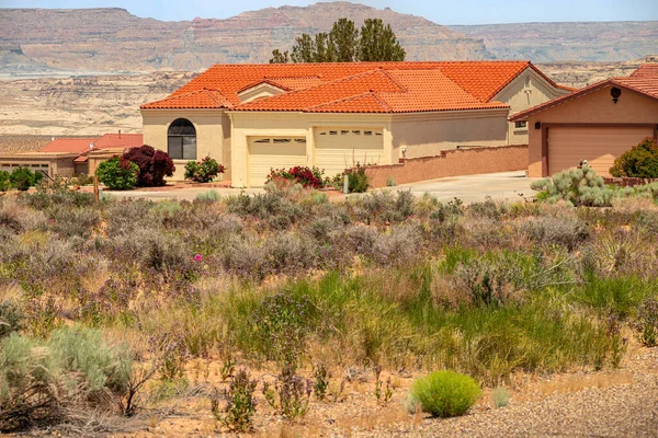 Obytné Domy Obydlí Jezeře Powell Krajina Jižní Utah — Stock fotografie