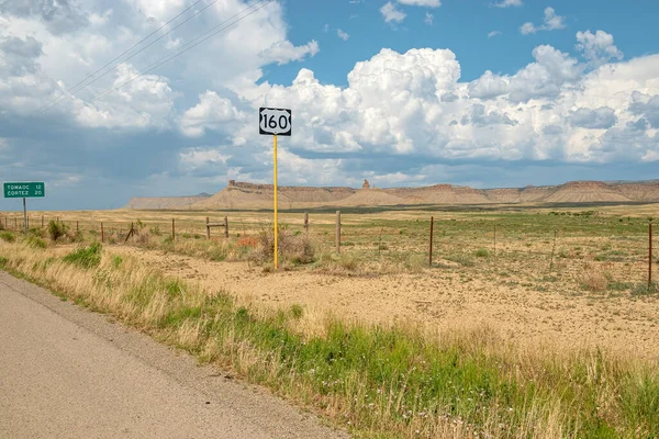 Hwy 160 Road Southern Colorado State New Mexico State Junction — Stock Photo, Image