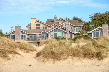 New home construction on the beach front in Manzanita Oregon state.  clipart