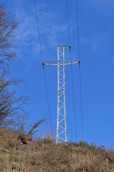 Simple Pylon Hill 110 Power Line Czech Republic — Stock Photo, Image