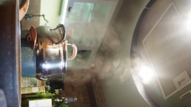 Güzel Afro-Amerikan ev hanımı ve annesi evde yemek pişiriyor.