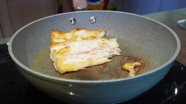 Evde Tavada Balık Pişirme Indüksiyonu — Stok video