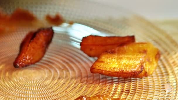 Fruta Platina Frita Que Serve Pratos Receita Tradicional — Vídeo de Stock