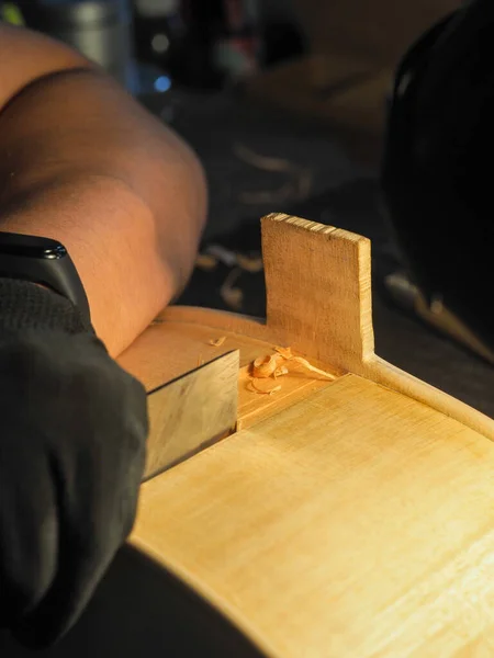 Robienie Wiolonczeli Laboratorium Luthier — Zdjęcie stockowe