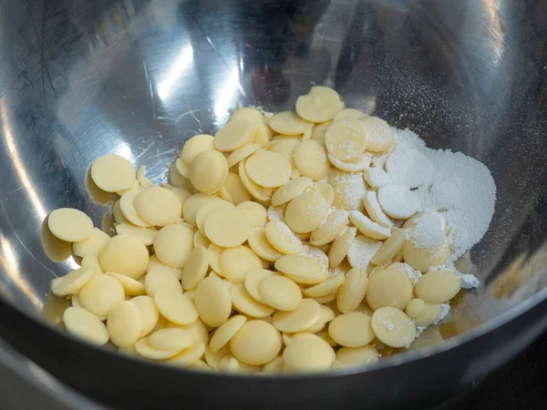 white chocolate drops for cake topping