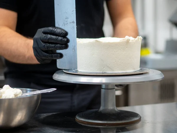 stock image chef at work preparing a drip cake