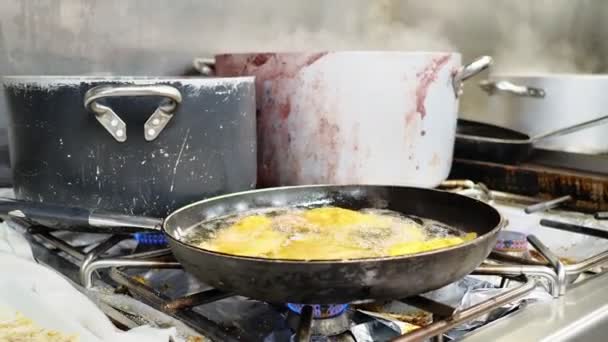 Mutfak Ocağında Kızarmış Tavuk Kankası — Stok video
