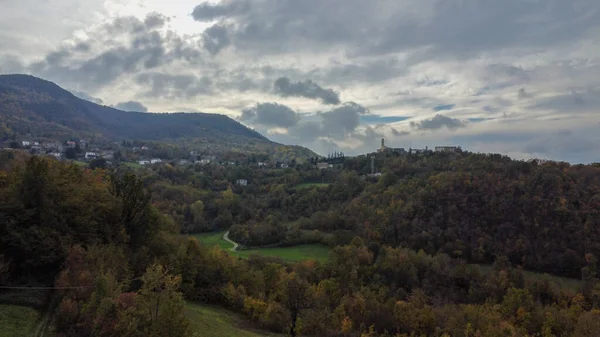Vezzolacca Piacenza Italia Vista Aérea Drones Escénicos Del Bosque Otoño —  Fotos de Stock