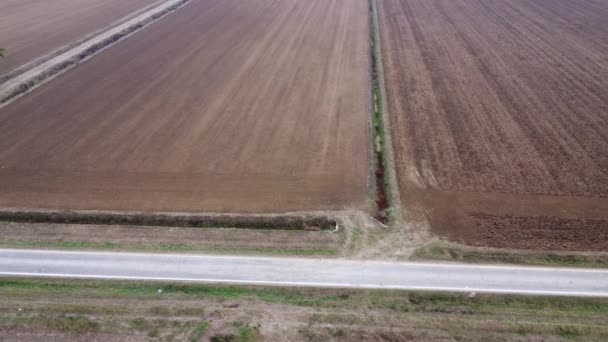 Paysage Rural Terres Agricoles Labourées Automne Vue Aérienne Des Drones — Video