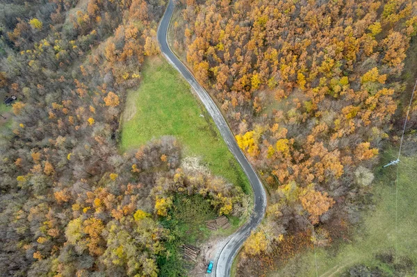 Vezzolacca Piacenza Italia Vista Aérea Drones Escénicos Del Bosque Otoño —  Fotos de Stock