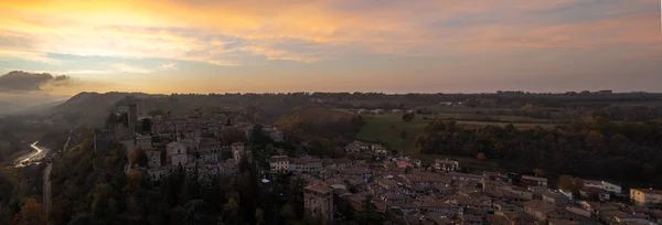 Cenográfico Vídeo Cidade Medieval Italiana Castellarquato Piacenza Vale Arda — Fotografia de Stock