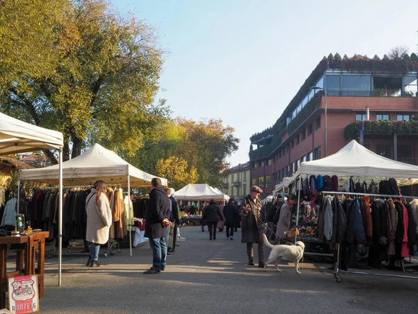 Milano Italien November 2022 Senigalias Antikmarknad Navigli Kanalområde — Stockfoto