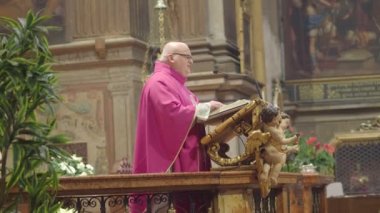 Cremona, Italy - December 2022 celebration of advent mass in San Pietro Parrish by Don Antonio Bandirali