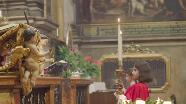 Cremona Lombardy Decembre 2022 Advent Mass Celebration San Pietro Parrish — Vídeo de Stock
