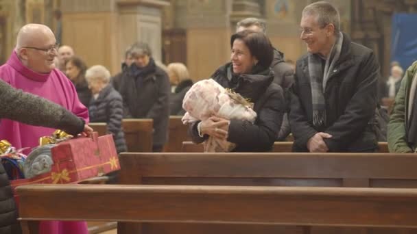Cremona Lombardy Decembre 2022 Advent Mass Celebration San Pietro Parrish — 图库视频影像