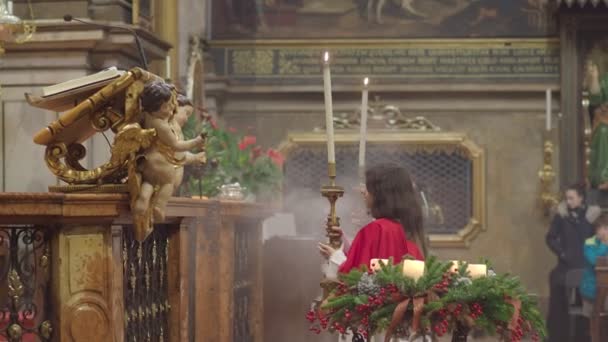 Cremona Lombardy Decembre 2022 Advent Mass Celebration San Pietro Parrish — Stockvideo