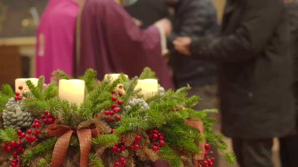 Cremona Lombardy Decembre 2022 Advent Mass Celebration San Pietro Parrish — Video Stock