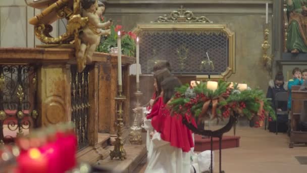Кремона Ломбардия Декабрь 2022 Года Массовое Празднование Рождества Сан Пьетро — стоковое видео