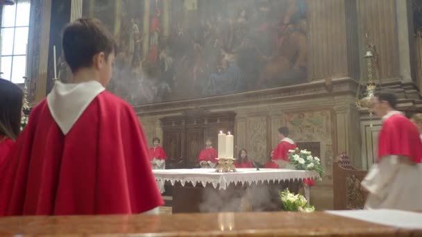 Cremona Lombardia Dezembro 2022 Celebração Massa Advento San Pietro Parrish — Vídeo de Stock