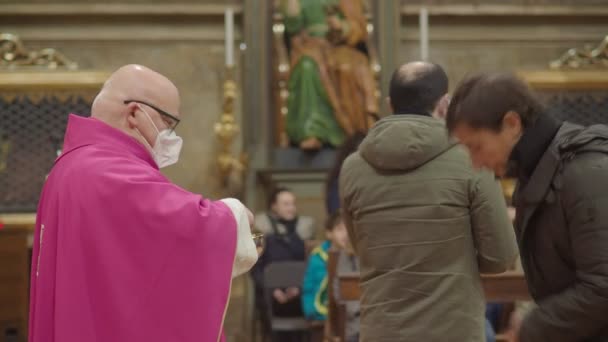 Cremona Lombardy Decembre 2022 Advent Mass Celebration San Pietro Parrish — стокове відео