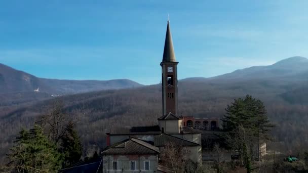 Morfasso Piacenza Emilia Romagna Italy Drone View Our Lady Lourdes — Αρχείο Βίντεο