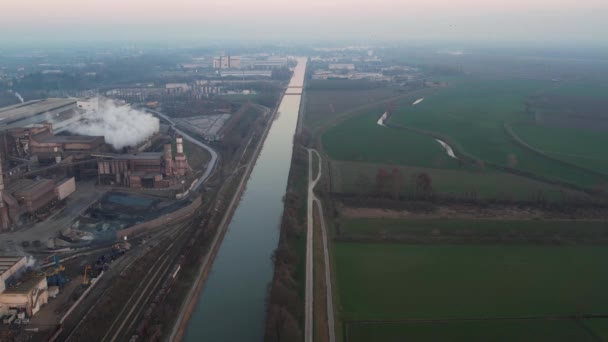 Cremona Italy January 2022 Drone Aerial Video Arvedi Working Steel — Vídeo de Stock