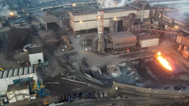 Cremona イタリア 2022年1月Arvedi作業鋼工場のドローン航空ビデオ Spinadesco 26020の工業地帯 — ストック動画