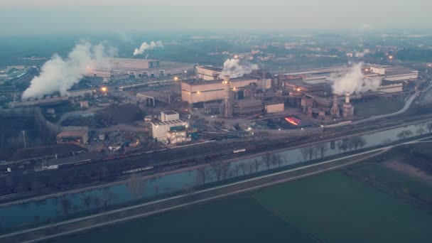 Cremona Italy January 2022 Drone Aerial Video Arvedi Working Steel — Vídeo de Stock