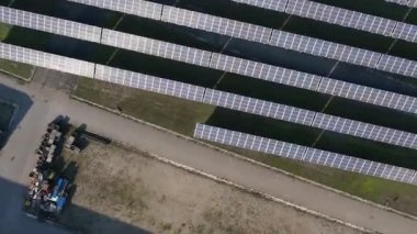 Solar cell photovoltaic panel in industrial area for clean energy generation.