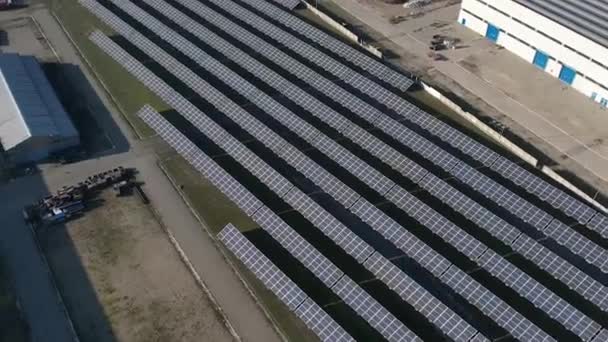 Fotovoltaïsch Paneel Met Zonnecel Industrieel Gebied Voor Opwekking Van Schone — Stockvideo