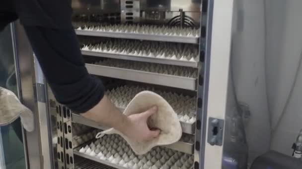 Pastry Chef Baker Artisan Making White Swirl Twirl Meringue Cones — Stockvideo