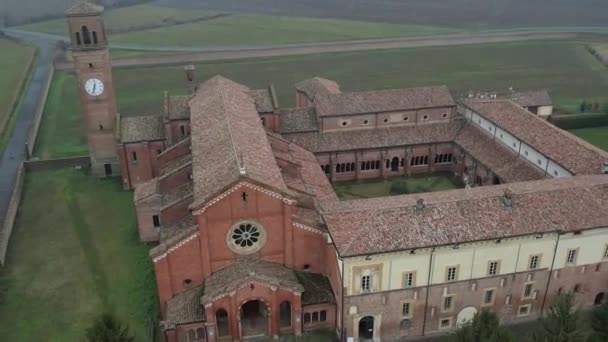 Alseno Italy January 2023 Drone Aerial View Chiaravalle Della Colomba — Stock Video