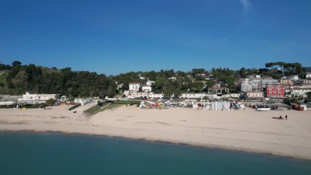 Numana Village Conero Riviera Marche Italy Drone Aerial Footage Revelar — Vídeo de stock